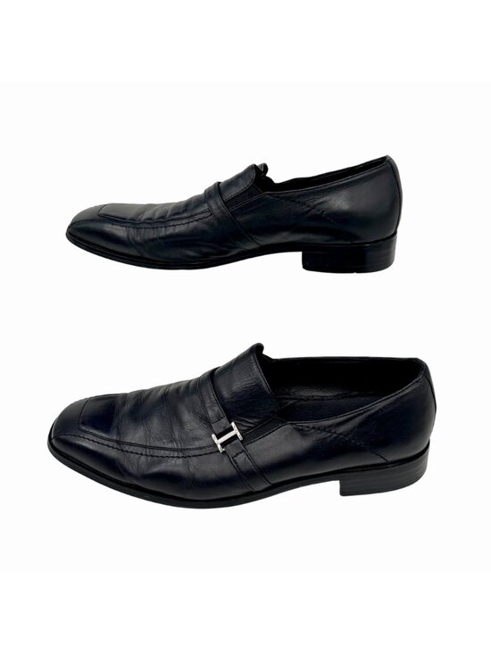 BACCO BUCCI STUDIO MEN\'S BLACK LEATHER LOAFERS SQUARE TOE DRESS SHOES - 12 main image 6